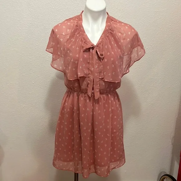 pink polka dot dress forever 21 Forever 21 Size Small Black Pink Polka Dot Dress Mesh Neckline A